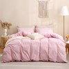 TOCOMOA Pink Gingham Duvet Cover Bedding Set 100% Washed Cotton