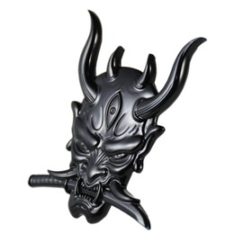 Ghost Devil Oni Samurai Warrior with Fangs and Blade Metal 3D Emblem Badge with Pre-Adhesive for Car Motorcycle Spider ATV Fun Zen Bushido JDM