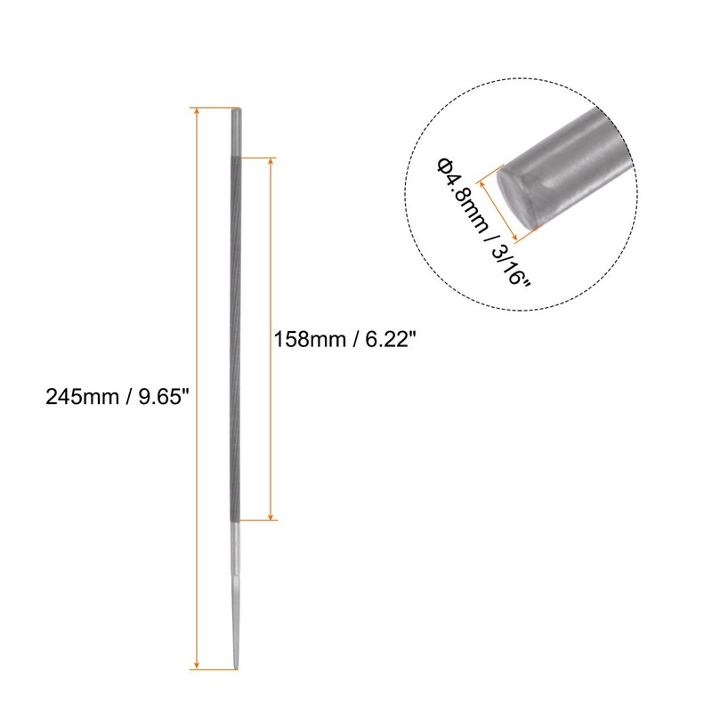 sourcing map 4pcs Chainsaw File, 3/16" (4.8mm) Round High Carbon