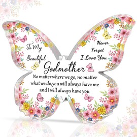 SMARGO Gifts for Godmother, Unique Godmother Birthday Gifts - Butterfly Acrylic Plaque Gift - Will You Be My Godmother, Mothers Day Gift for Godmother from Godchild