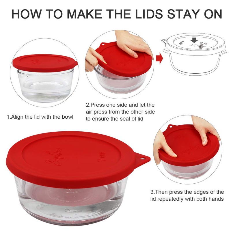 Sophico Round Silicone Storage Cover Lids Replacement for Anchor Hocking