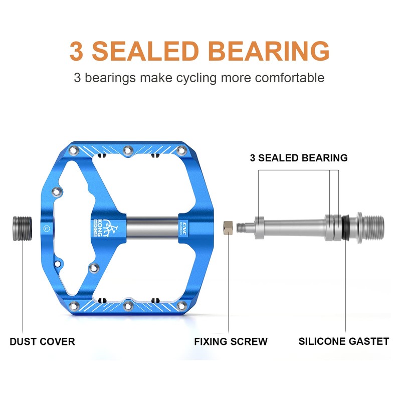 Mountain Bike Pedals with 3 Seal Bearing - 9/16" MTB