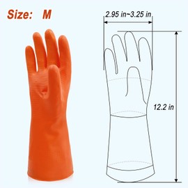 Cleanbear Synthetic Rubber Gloves, Medium Size, 11.8 Inches, 3 Pairs 3 Colors for Household Cleaning, Dishwashing and Other Home Cleaning Use