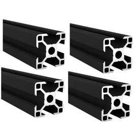 Kwweeoo 3030 Aluminum Extrusion T Slot 500mm Long Black 4 Pack, Extruded Aluminum Profile T-Slot 30 Series European Standard Anodized Linear Rail 30 x 30 19.69" 4Pcs