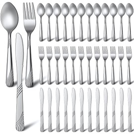 Minatee 48 Pieces Forks Spoons and Knives Silverware Set Stainless Steel Flatware Cutlery Set Heavy Duty Metal Spoons Forks and Knives Set for Kitchen Utensil Dinner Restaurant Home, Dishwasher Safe