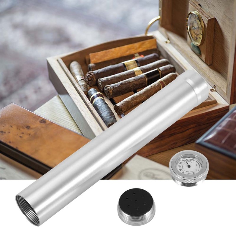 Portable Travel Metal Single Cigar Moisturizing t Tube Holder With