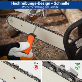 WISEPRO Chainsaw Sharpening Set - 6 Round Files for Saw Chains (4.0 mm/4.8 mm/5.5 mm 2 Pieces) with 1 Interchangeable Handle, Universal Chainsaw Sharpening Set