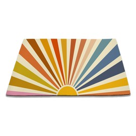 SPUNKER Colorful Boho Sun Door Mat, 17 x 30 Inch Sunshine Rainbow Welcome Doormat Decorative Home Floor Mat, Non Slip Back and Strong Water Absorption for Indoor Entrance Decor