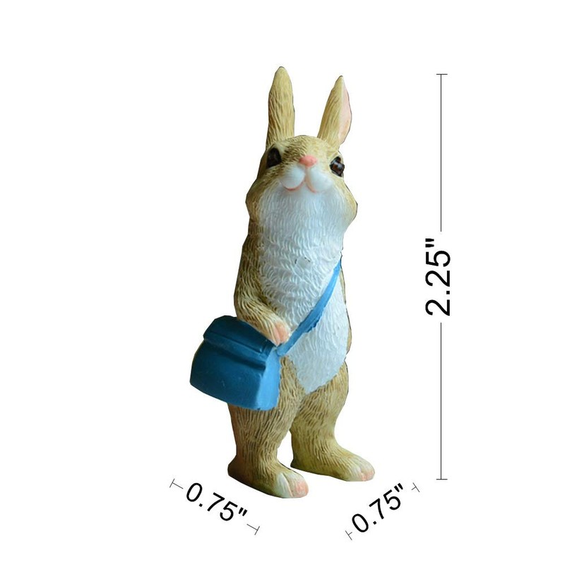 Gemmia Miniature Fairy Garden Rabbit Statues- Mini Schoolbag Rabbit(See Size)