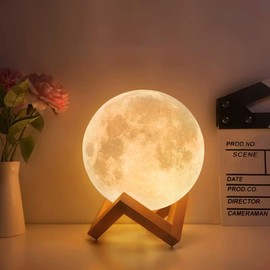Moon Lamp 3D Print, Moon Lamp Ball 15 cm, Lunalamp with Remote Control, Moonlight Lamp Dimmable, Moonlight RGB 16 Colour Changing