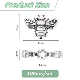 SUPERFINDINGS 100Pcs Bee Pendant Beads Antique Silver Bee Spacer Beads Animal Alloy Bead Animal Tibetan Loose Spacer Beads Spring Summer Loose Beads for Jewelry Making DIY Crafts