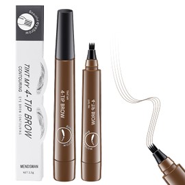 2Pcs Magic Microblading Eyebrow Pencil, 2025 New 4-Tip Waterproof Brow Pencil with Micro-Fork Tip, Magic Eyebrow Contouring Pencil, Natural Makeup Long-Lasting Fine Stroke (Dark brown)