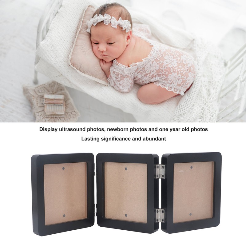 Sonogram Picture Frame 3 Folding Wood Pregnancy Baby First Photo