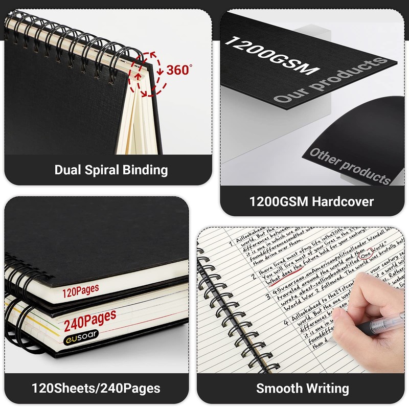 EUSOAR Notebook with Tabs, 3 Pack A4 Letter Size11 x