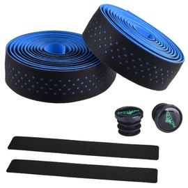 YAPJEB Bicycle Bar Tape, Road Bike Handlebar Tape, Road Bar Tape, Anti-Slip, Breathable, Shock Absorption, End Cap, 2 Rolls, Left and Right Set (01, Blue)