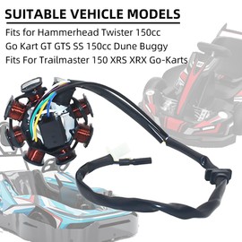 CADICATV M150-1051200-8 Magneto Stator M150-1051200-88 pole Fits For Hammerhead Twister 150cc Go Kart GT GTS SS 150cc Dune Buggy Fits For Trailmaster 150 XRS XRX