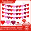 Red Pink Deep Red Felt Heart Valentine's Day Banner, 4