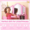 Costzon Kids 2-in-1 Princess Makeup Desk & Chair with Detachable