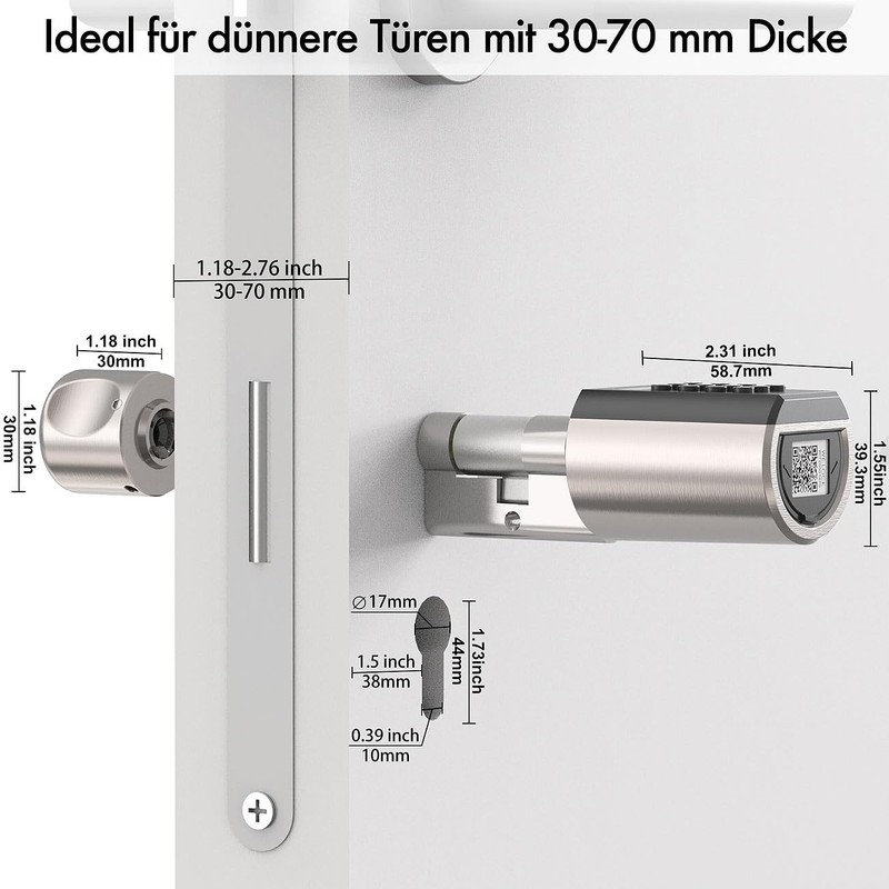 VisorTech Automatic door lock: electronic lock cylinder for doors 30-70