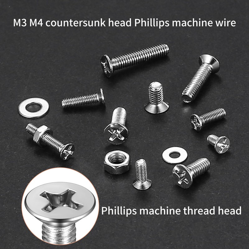 790 Piece M3 M4 Screws Set, Countersunk Screws Nuts Set,