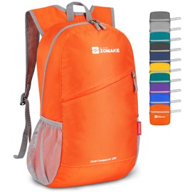 ZOMAKE Foldable Backpack Lightweight Rucksack 20L,Ultra Packable Small Backpacks Water Resistant for Travel Hiking Camping Walking Daypack Men Women(Orange)