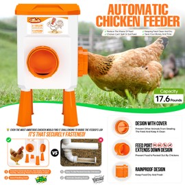 VEDALIO Chicken Feeder and Waterer Set, 2.1 Gallon/17.6 Pounds, Automatic Chick Feeder and Waterer Set No Waste, Chicken Lover Gifts for Women Men