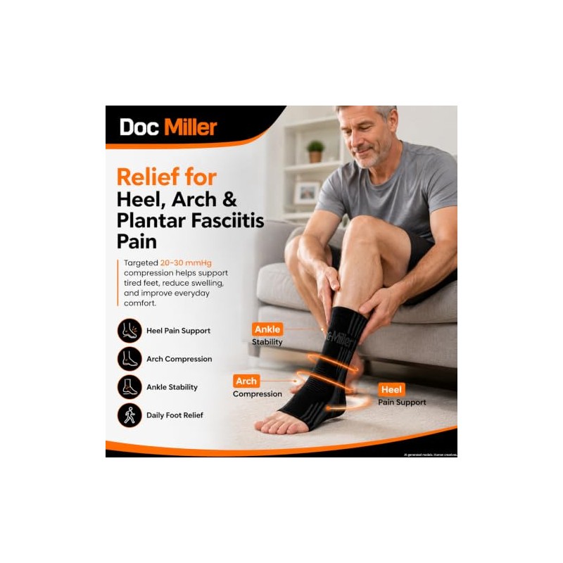 Doc Miller Tobillera Compresión Aliviar Tendinitis Aquiles Esguince Aumenta Circulación