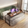 TigerDad Overbed Table with Wheels, Modern Style, Brown, 55.1-82.7x25.6x18.1 inches,