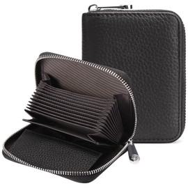 SENDEFN Women's Wallet with Zip and Many Compartments, Leather Wallet, RFID Protection, Card Holder with Many Compartments, Small and Short Format Wallet for Women, Aa-black, Elegant