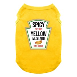 SUEOSU Condiments Shirts for Pet Dogs Cats - Matching Mustard Ketchup Relish Condiments Dog Costumes Tshirts (Small, Yellow)
