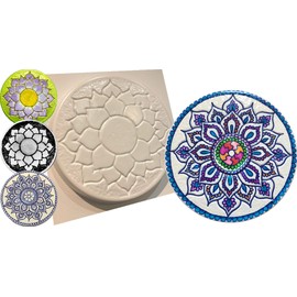 dennycraftmoulds.co.uk Mandala Lotus Flower Concrete or Plaster Mould Reusable ABS Mold