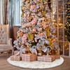 Dremisland Faux Fur Christmas Tree Skirt 122cm Large White&Gold Plush