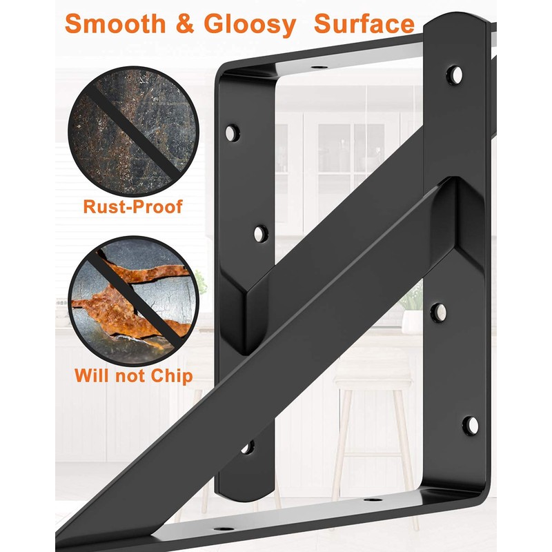 LuckIn 12-Pack Heavy Duty Shelf Bracket, 10 Inch Wall Shelf