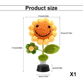 PARFCO Nodding Figure, Handmade Bobble Head, Fun Wobble Flower Solar, Bobble Head Car Wobble Figure, 17 × 11 × 5 cm Wobble Figures, for Car, Office and Room