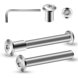 5/16-18 x 2 Inch 10Pcs Flat Head Hex Socket Cap Screws Bolts Barrel Nuts Kit, 304 Stainless Steel 18-8, Full Thread by SG TZH (with Hex Spanner)