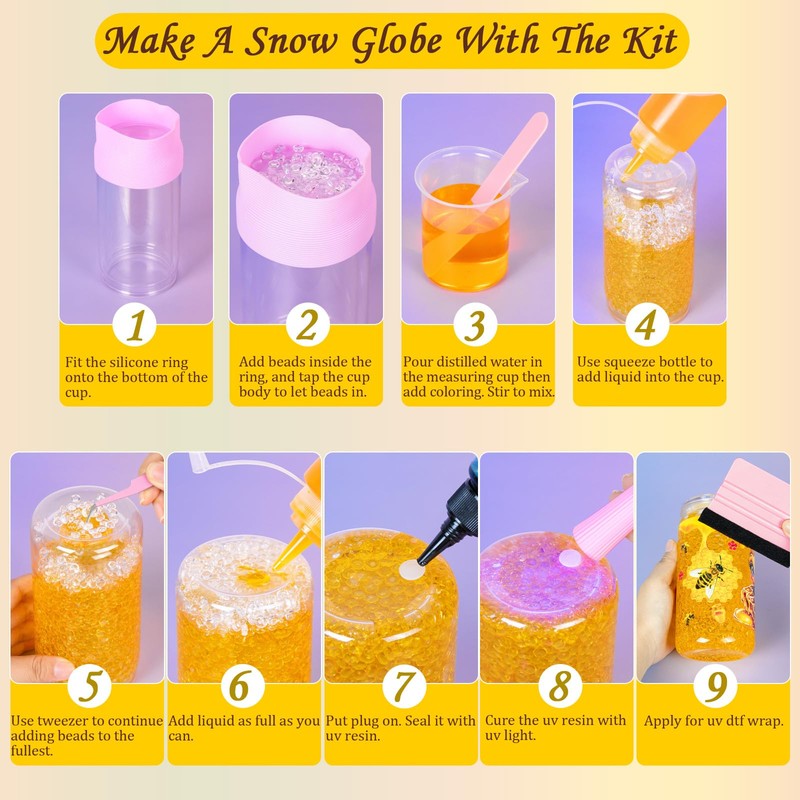 2 Pack 16 Oz Bee Themed Acrylic Snow Globe Tumbler