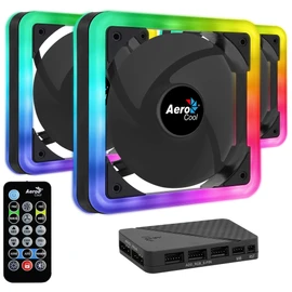 Ventilador Aerocool Edge 14 Pro RGB, 140mm, 1200RPM, Negro - 3 Piezas