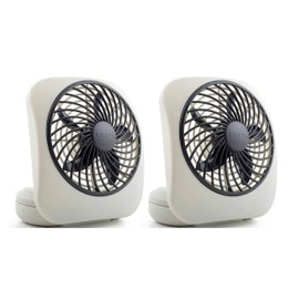O2COOL Treva 5 Inch Battery Powered Fan Portable Desk Fan 2 Cooling Speeds with Compact Folding & Tilt Design Cubicle Accessories Small Portable 2 Pack (Grey)