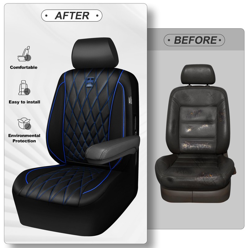 CAR PASS Piping Luxury PU Leather Two Front Car Seat
