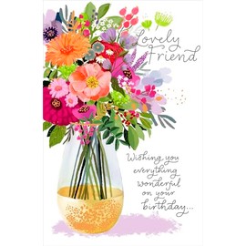 Happy Birthday Card for Her,Beautiful Happy Birthday Card for Friend-Lovely Card for Female Friend with Worded Verse for Special Person/Lovely Friend-Traditional Design Card-Eco-Friendly