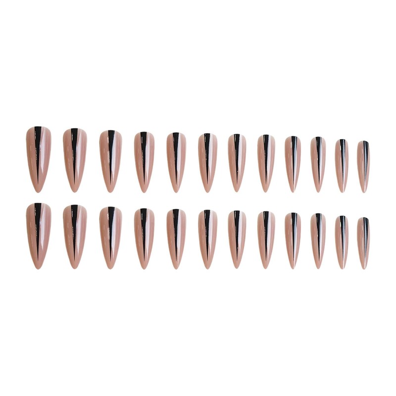 SINHOT Stiletto Press on Nails Long - Black Simple Line