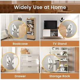 Furniture Anchors Furniture Straps, 6 Pcs Metal Child Proofing Furniture Wall Straps Anti Tip Furniture Straps Upgraded Furniture Anchor Straps Kit for Baby Pet Safety from Falling Furniture, White