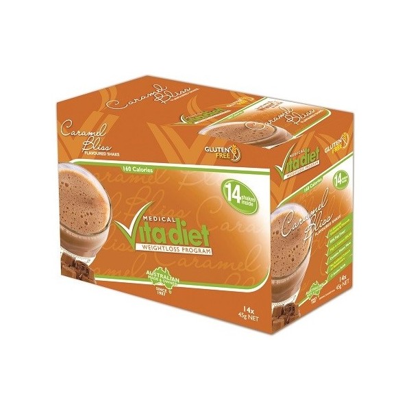 Vita Diet Supplement Shake 14x45g Sachets - Caramel Bliss - Expiry 12/24 - Discontinued Product