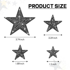 Wuyaoyao 8PCS Star Stickers, Bling Rhinestone Star Car Stickers, Glitter Crystal Car Decals for Women Girls, Sparkling Car Bumper Sticker for Door Window Laptop Luggage, Car Decoration (Black)