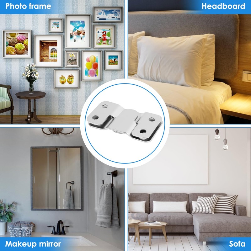8 PCS Flush Mount Brackets, Concealed Headboard Wall Fixings Brackets,