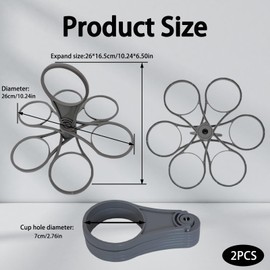 2 Pcs fKiZanthene Drinks Carrier, Portable Foldable 6-Cup Holder with Handle, Durable Beverage Tray for Festivals & Sports Events, 26cm Diameter, 7cm Cup Holes