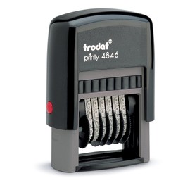 Trodat Printy Self-Inking Numberer Stamp, 6 Bands, 4mm, 0-9 Plus, Black Ink Cartridge (150600)