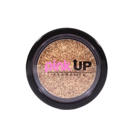 PINK UP | Glitter Compacto Para Ojos | Alta adherencia | Textura extra suave | Finos Brillos Para Usarlo en Ojos Labios y Cuerpo | 12 Tonos Vibrantes | Maquillaje | Color Gold | Modelo PKG04