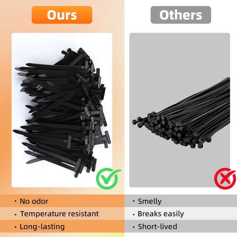 100 x Nylon Cable Ties for General Use, Plastic Cable