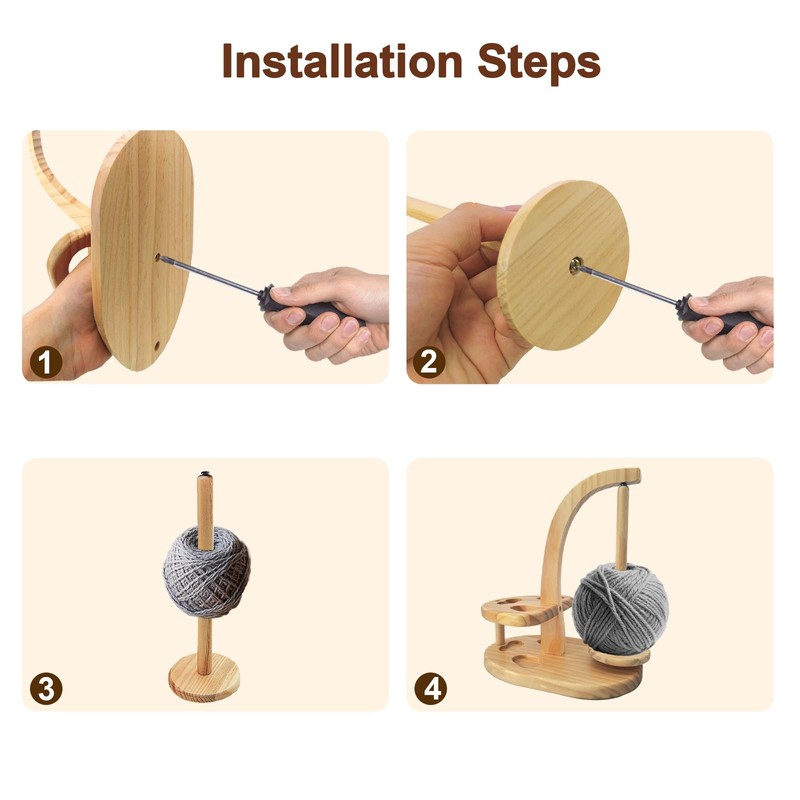 HahaGo Yarn Holder Magnetic, Wooden Spindle with Double Spindles, Spinning